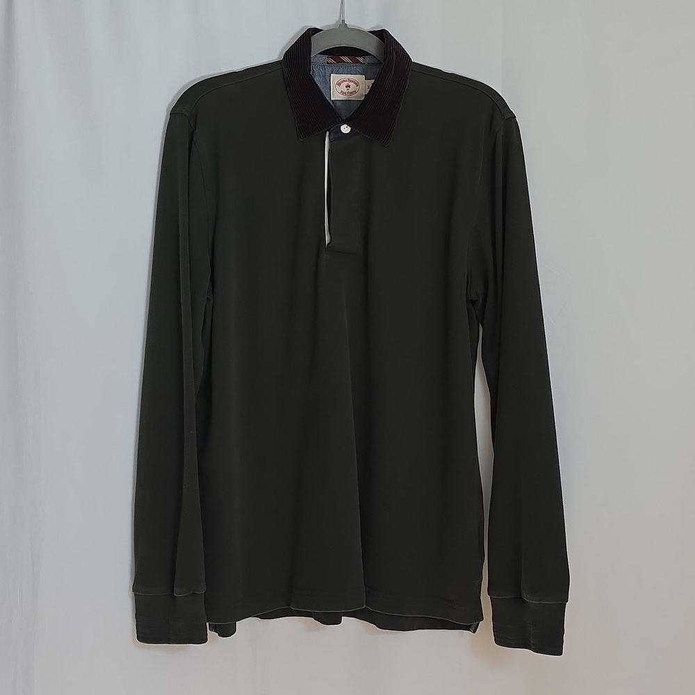 Brooks Brothers Red Fleece Mens Green & Brown Cotton Shirt.  Size Medium